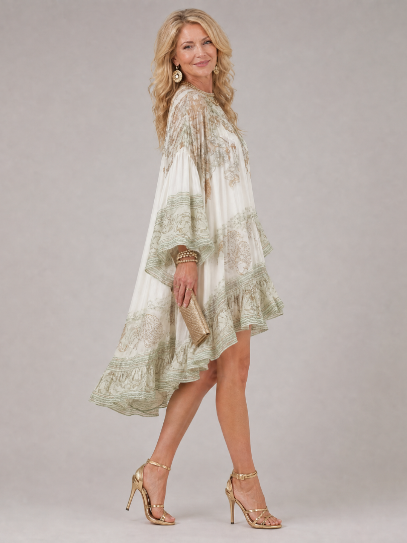 Pruwyn | Floral Print High Low Ruffle Mini Dress