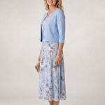 Velna | Floral Print Sleeveless Cropped Jacket Midi Dress