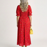 Giathea | Square Neck Floral Puff Sleeve Midi Dress