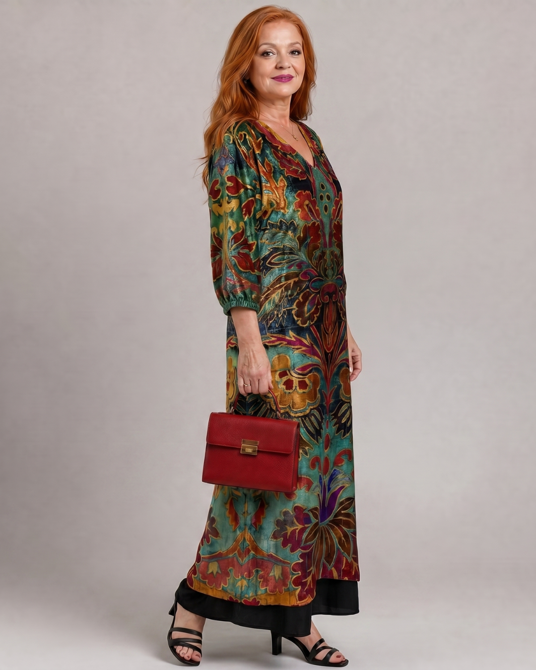 Belrose | Ornate Bohemian Print Loose Fit Midi Dress