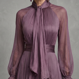 Sermae | Tie Neck Ruffle Tiered Maxi Dress