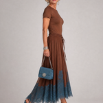 Romibelle | Short Sleeve Lace Hem Midi Dress