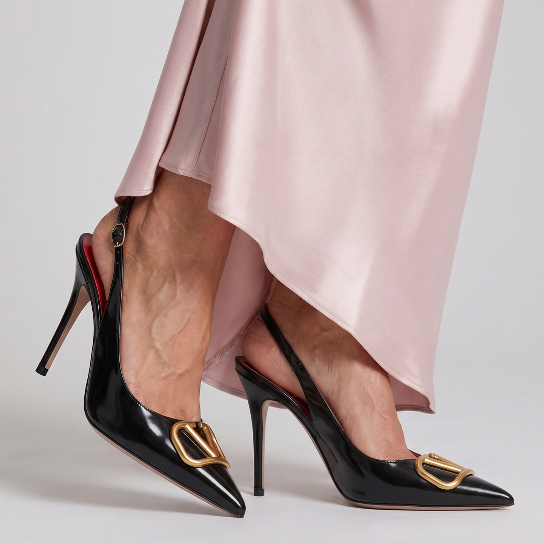 Safflette | Pointed Toe Slingback Stiletto Pumps