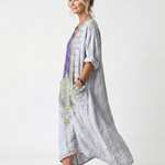 Dorwen | Contrast Panel Embroidered Oversized Pocket Midi Dress