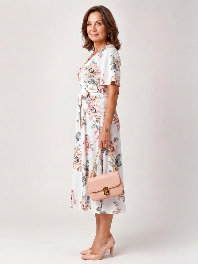 Talvia | Floral Wrap Tie Midi Dress