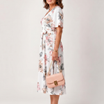 Talvia | Floral Wrap Tie Midi Dress