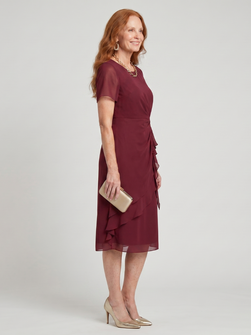 Callassa | Short Sleeve Layered Hem Midi Dress