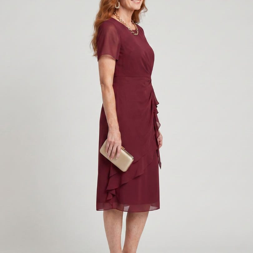 Callassa | Short Sleeve Layered Hem Midi Dress