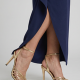 Laebelle | Metallic Strappy Pointed Toe Heeled Sandals