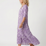 Linnra | Printed Tassel Tie Midi Dress