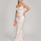 Saffbeth | Soft Floral Strappy Bodycon Maxi Dress