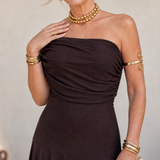 Clawynne | Off Shoulder Draped Bodice Flowing Maxi Dress