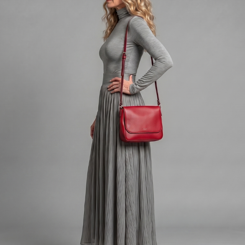 Velvia | Long Sleeve Turtleneck Defined Waist Midi Dress
