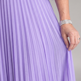 Isawen | V Neck Long Sleeve Pleated Maxi Dress