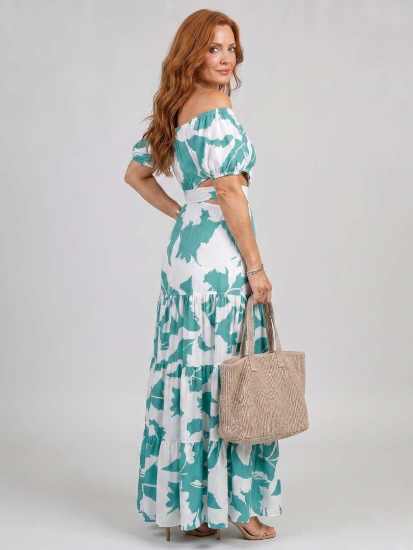 Veslyn | Off Shoulder Cutout Waist Maxi Dress