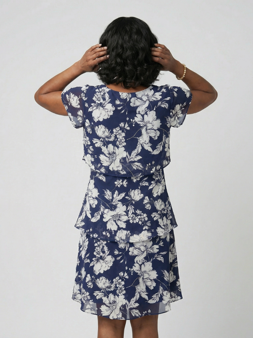 Camlia | Subtle Floral Knee Length Dress