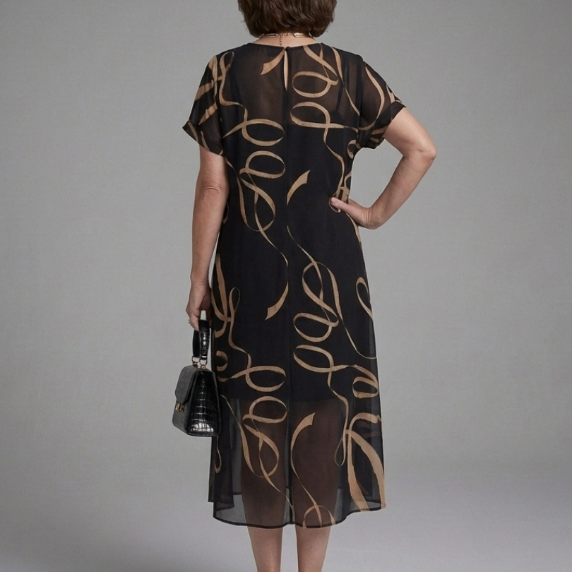 Serasia | Short Sleeve Abstract Midi Dress
