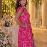 Norrina | Sleeveless V Neck Ruffle Trim Midi Dress