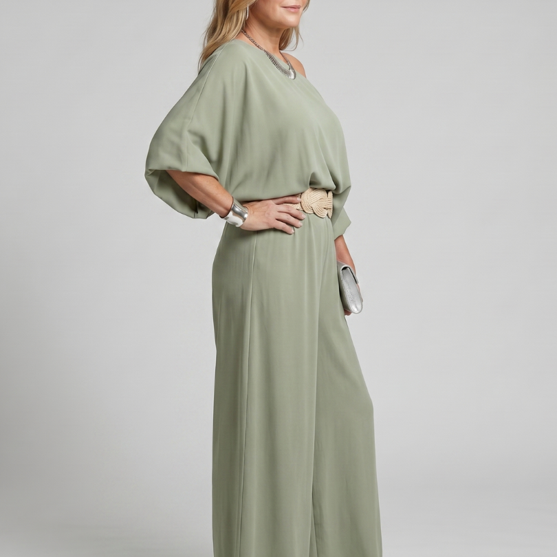 Rosetta | One Shoulder Wide Sleeve Top And Wide Leg Pants Set