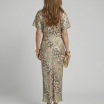 Mirrina | Abstract Print V Neck Twist Waist Midi Dress