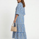 Deldra | Diamond Print Tiered Midi Dress