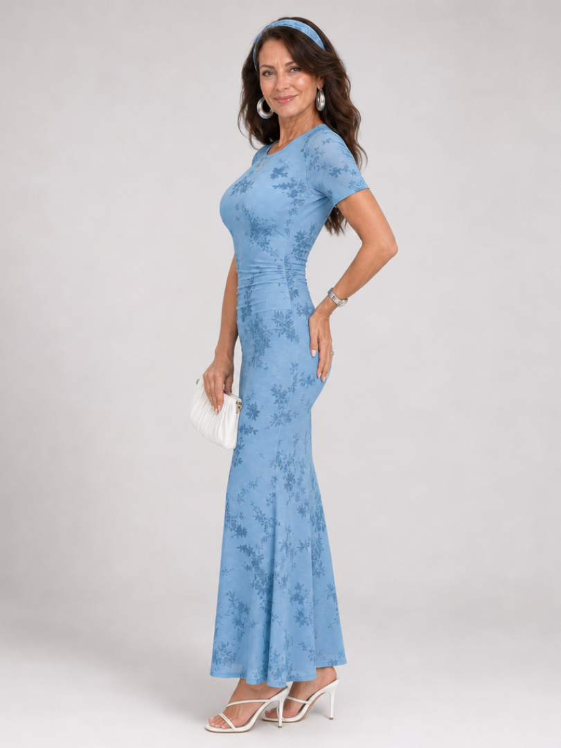 Callavia | Short Sleeve Crew Neck Midi Dress