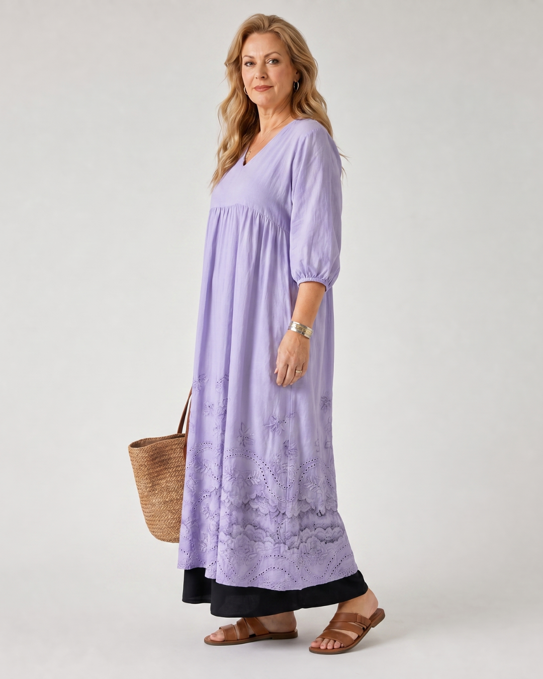 Clasette | Embroidered Hem Everyday Pocket Midi Dress