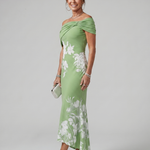 Sabwynne | Off Shoulder Draped Neckline Midi Dress