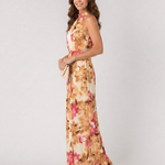 Hilandra | Botanical Print Halter Neck Flowing Midi Dress