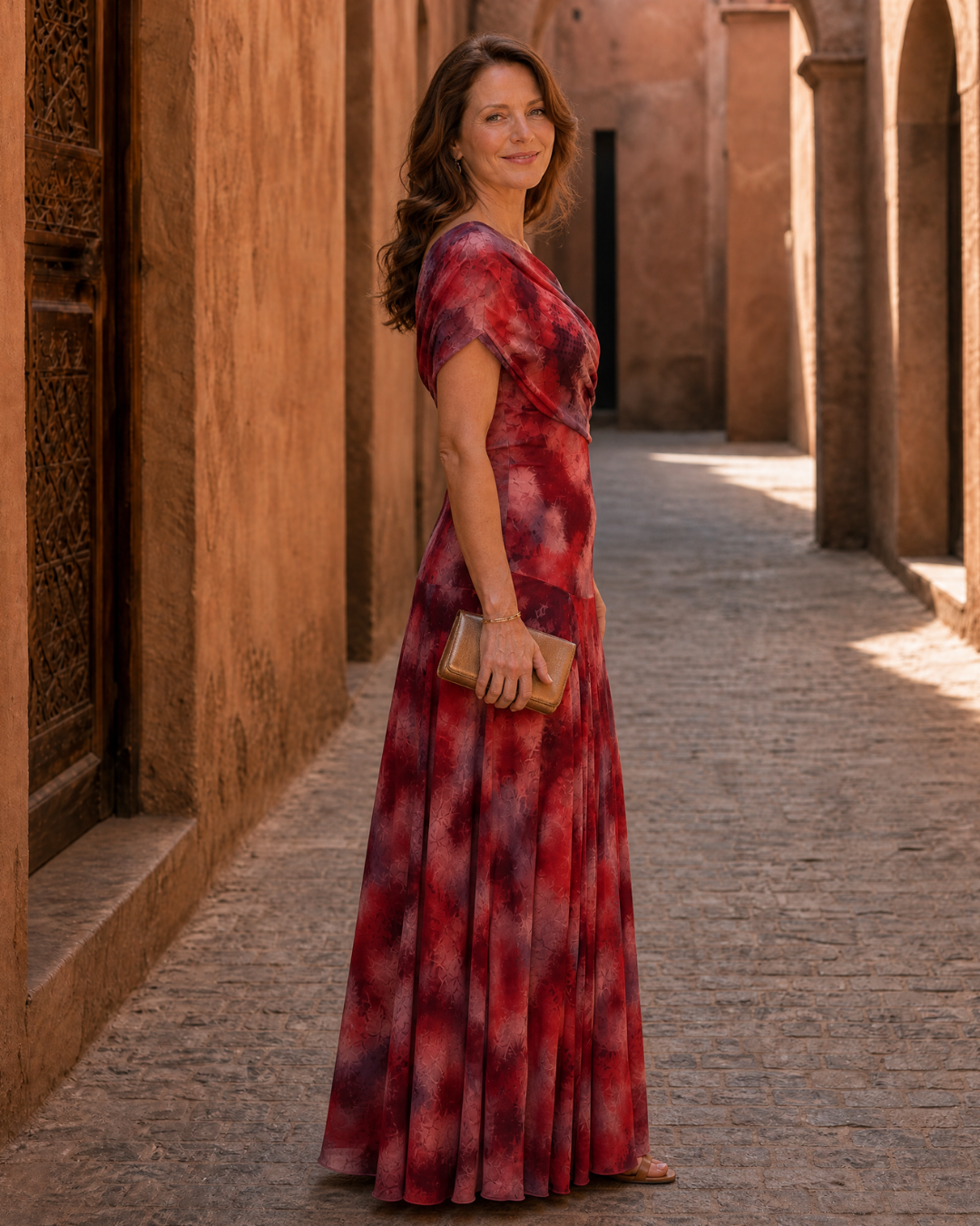 Halsia | One Shoulder Watercolor Print Flowing Maxi Dress