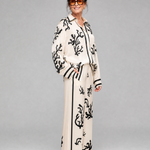 Calbeth | Abstract Coastal Print Shirt And Wide Leg Pants Set