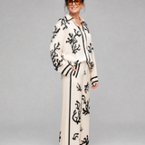 Calbeth | Abstract Coastal Print Shirt And Wide Leg Pants Set