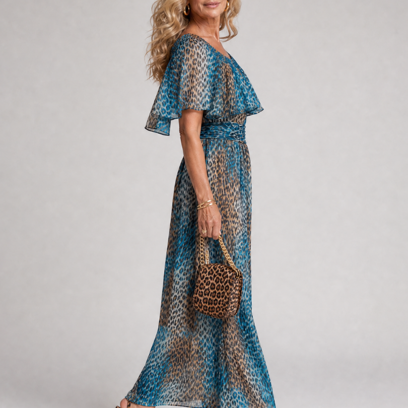 Laerose | One Shoulder Animal Print Midi Dress