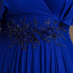 Selndra | Short Sleeve V Neck Flowing Maxi Dress