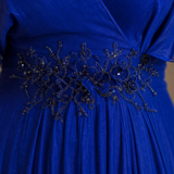 Selndra | Short Sleeve V Neck Flowing Maxi Dress