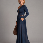 Viowen | One Shoulder Fitted Top And Pleated Maxi Skirt Set