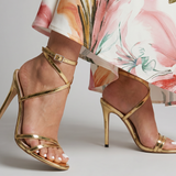 Wilvia | Metallic Wrap Strap Stiletto Sandals
