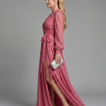 Vallyn | Long Sleeve Wrap Sheer Flowing Maxi Dress
