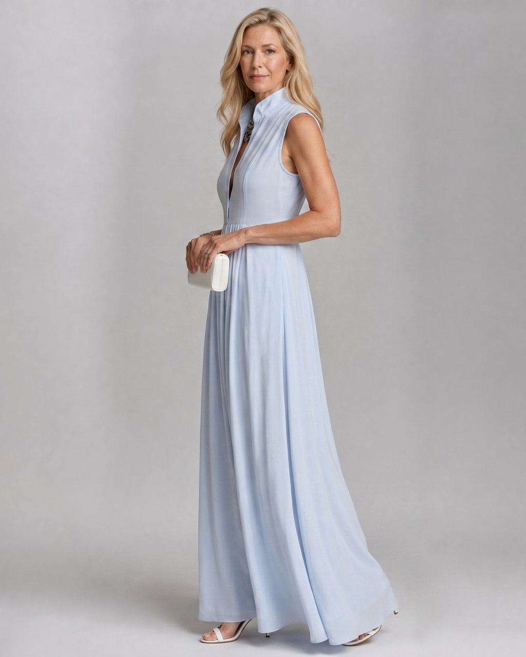 Gretarina | Sleeveless Collared Flowing Maxi Dress