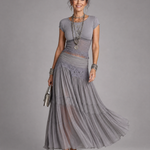 Pena | Draped Crop Top And Pleated Maxi Skirt Set