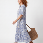 Delndra | Tassel Tie Neck Printed Midi Dress