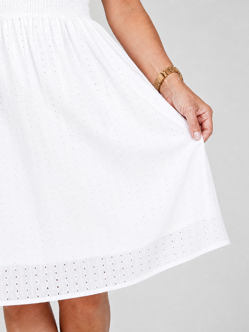 Celdra | Sleeveless Eyelet V Neck Midi Dress