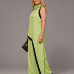 Tovarina | Contrast Trim Sleeveless Layered Top And Wide Leg Pants Set