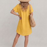 Briavia | Short Sleeve Front Pockets Knee Length Dress