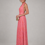 Hilaney | Halter Neck Pleated Skirt Maxi Dress