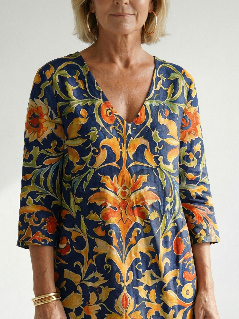 Callamae | Clean Ornate Floral Midi Dress