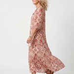 Penlette | Ornate Print Tassel Tie Midi Dress