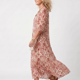 Penlette | Ornate Print Tassel Tie Midi Dress