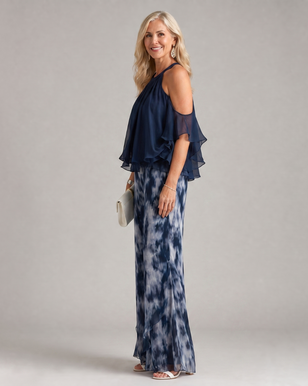 Pera | Layered Halter Neck Printed Wide Leg Set