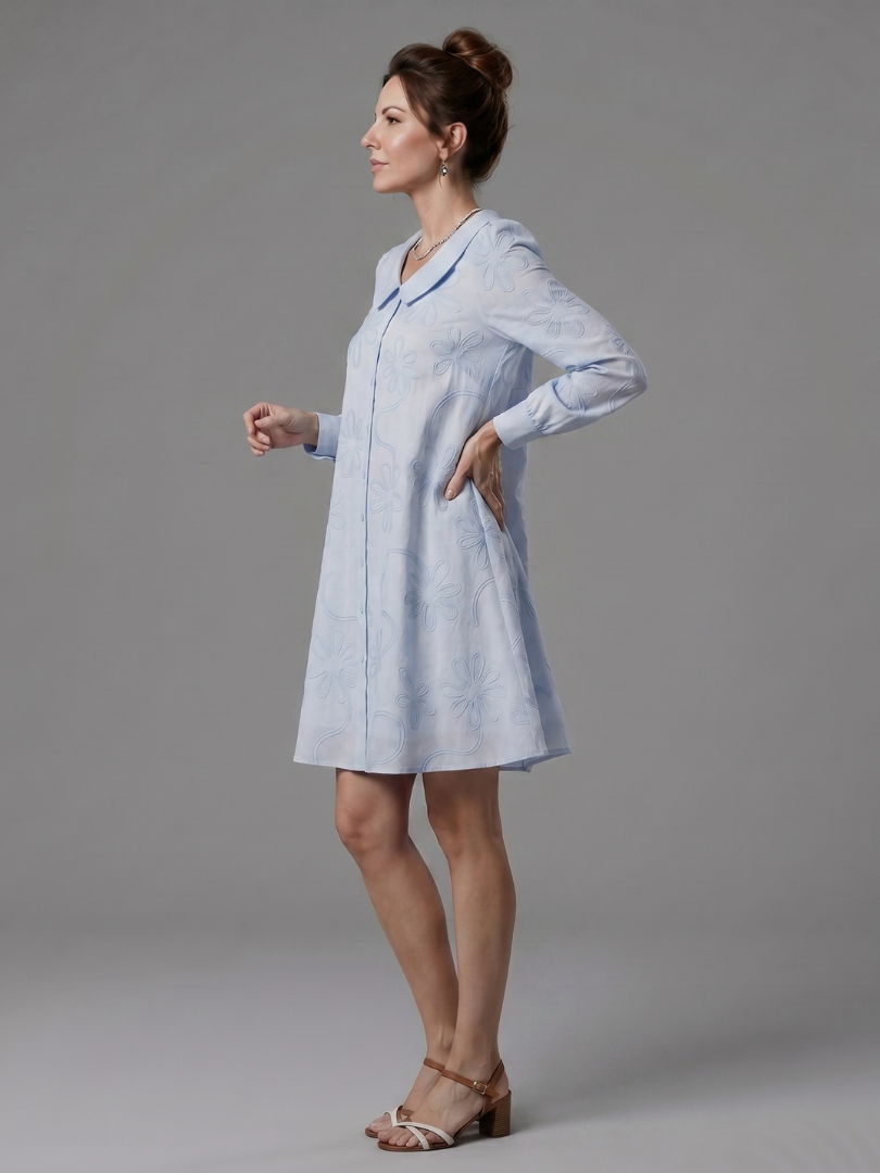 Eloney | Button Front Collar Knee Length Dress